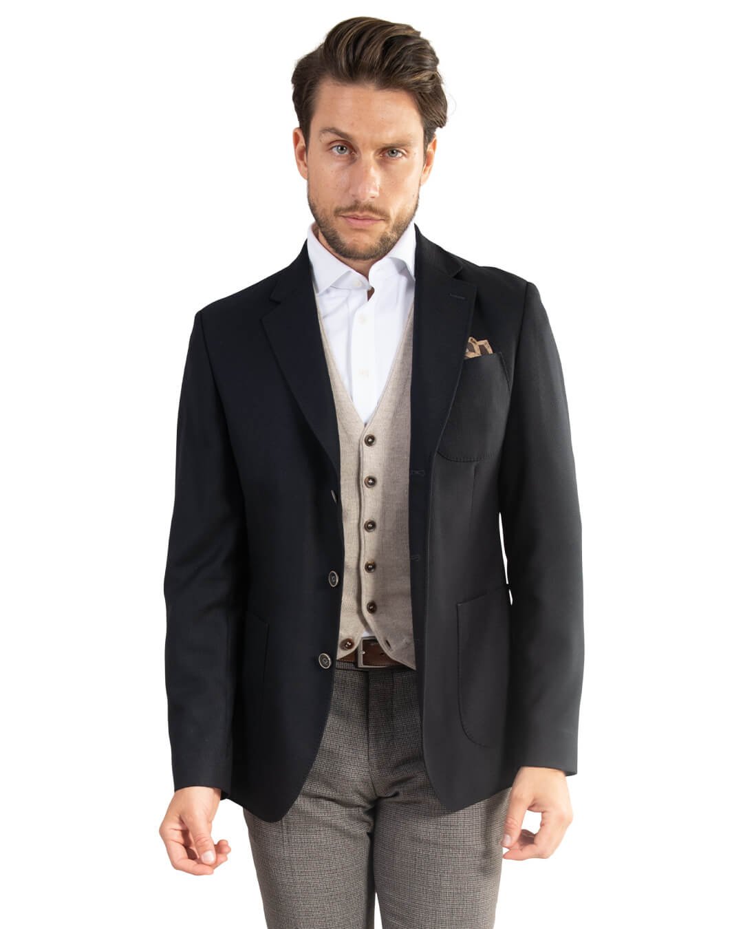 Navy Wash & Wear Hopsack Blazer