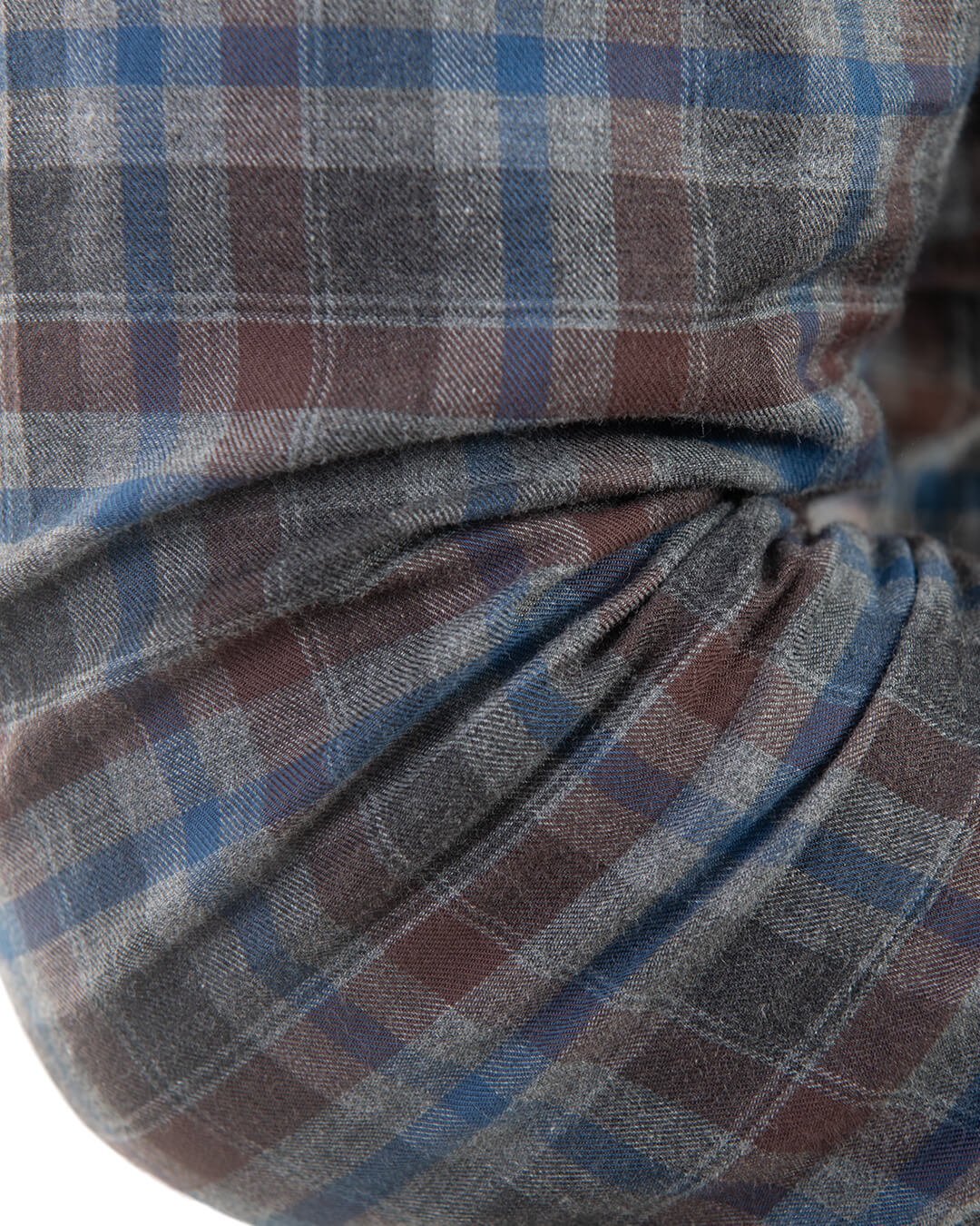 Grey Check Cotton Flannel Button Down Shirt