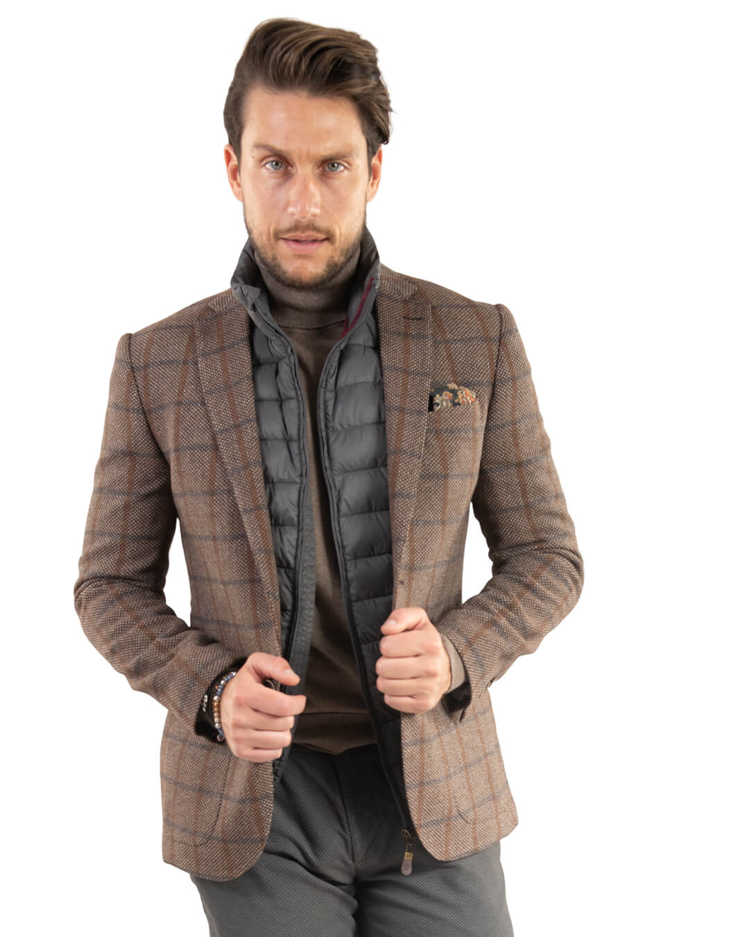 Camel Birdseye Check Jacket