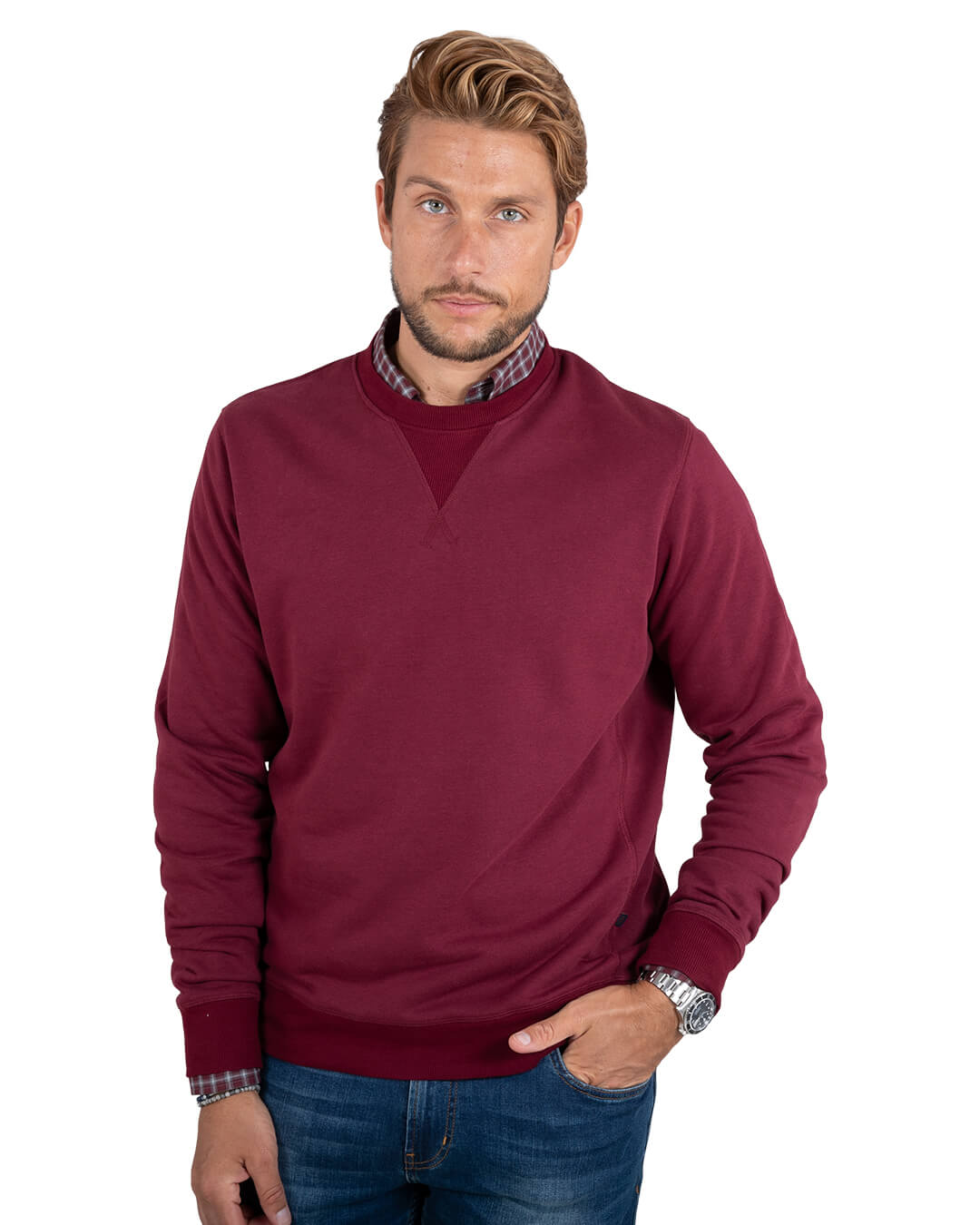 Burgundy crew neck sweatshirt on sale