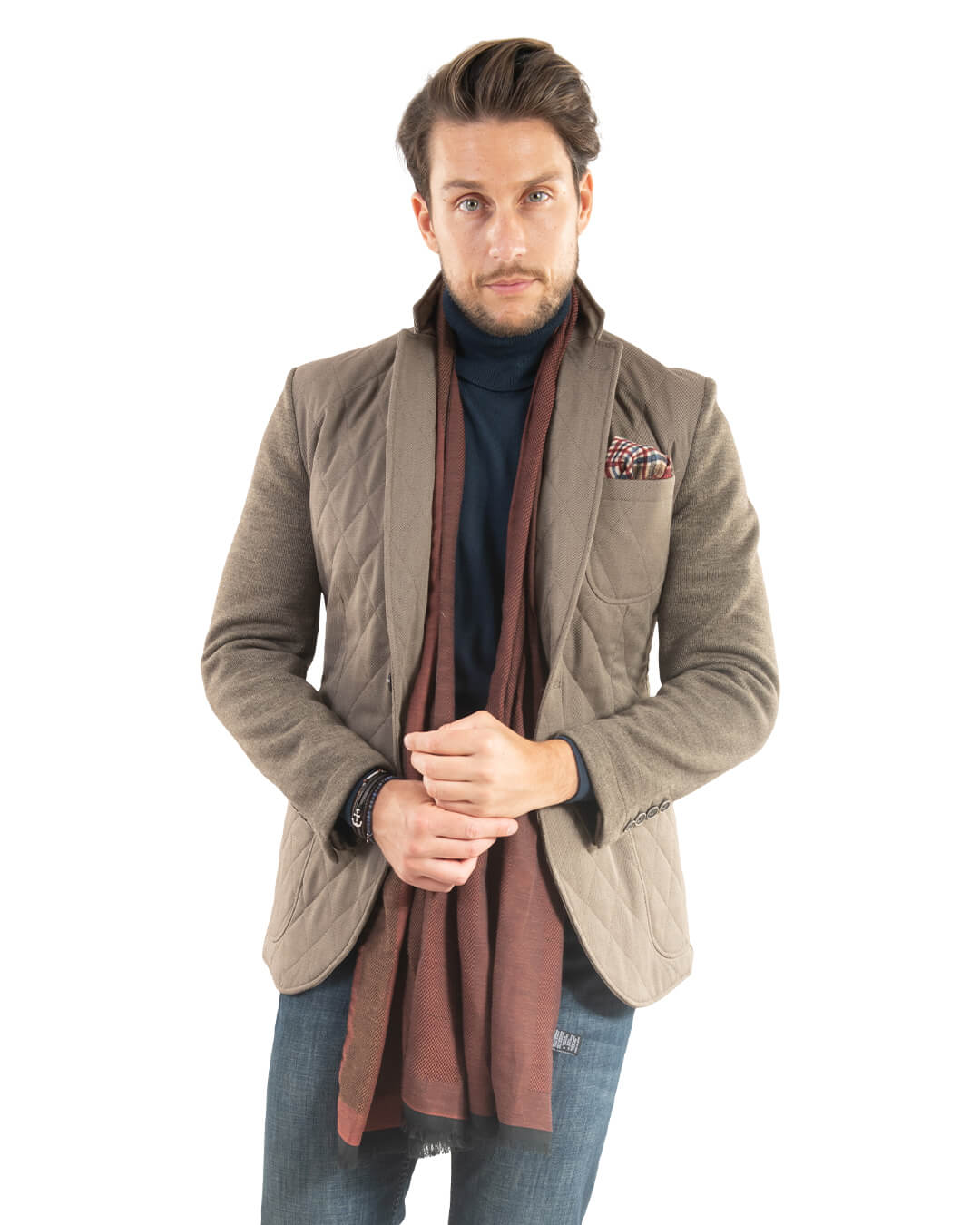 Beige Diamond Quilted Technical Jacket
