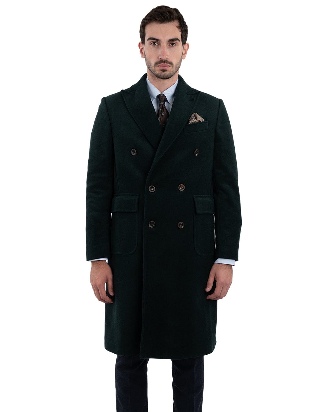 Gagliardi Coats Gagliardi Wool Cashmere Blend Green Double Breasted Overcoat