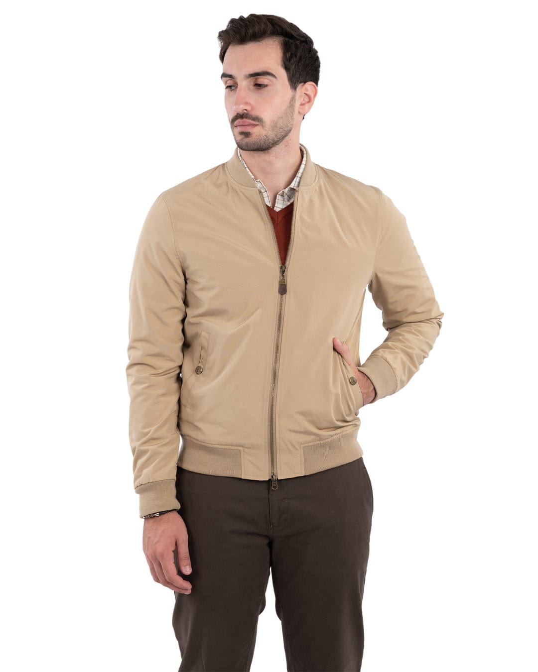 Gagliardi Jackets Gagliardi Beige Bomber Jacket