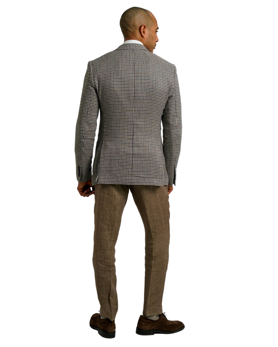Gagliardi Jackets Gagliardi Beige Cotton Linen Gun Club Check Jacket
