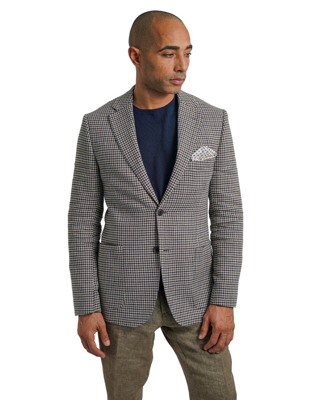 Gagliardi Jackets Gagliardi Beige Cotton Linen Gun Club Check Jacket