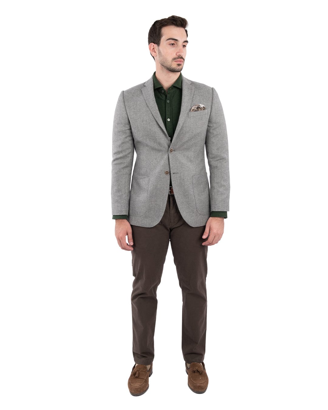 Gagliardi Jackets Gagliardi Wool Cotton Cashmere Grey Herringbone Jacket