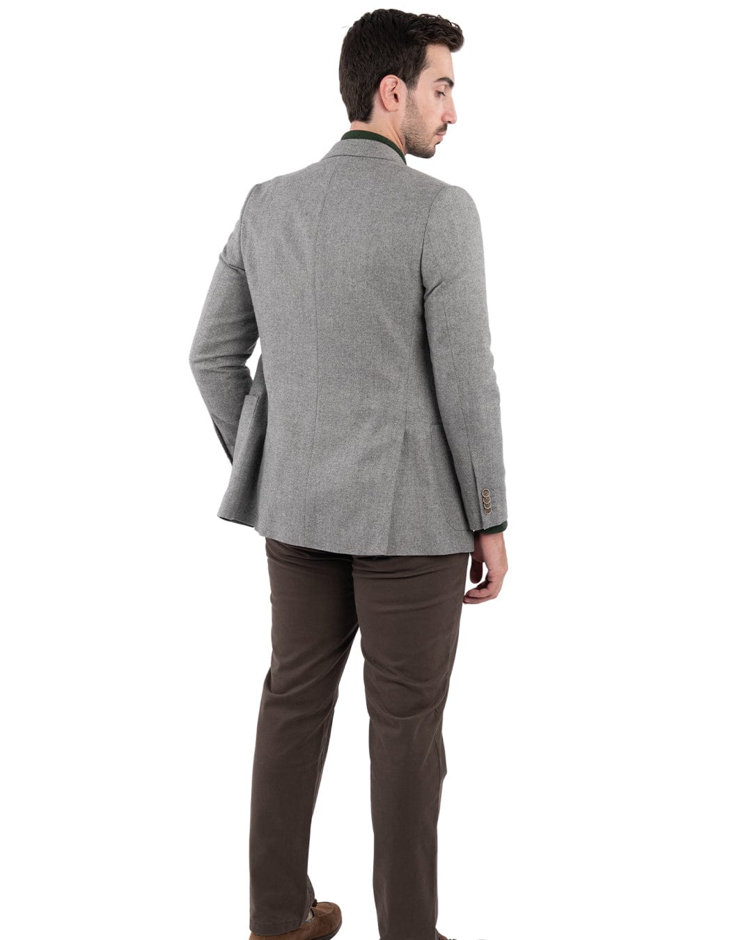 Gagliardi Jackets Gagliardi Wool Cotton Cashmere Grey Herringbone Jacket