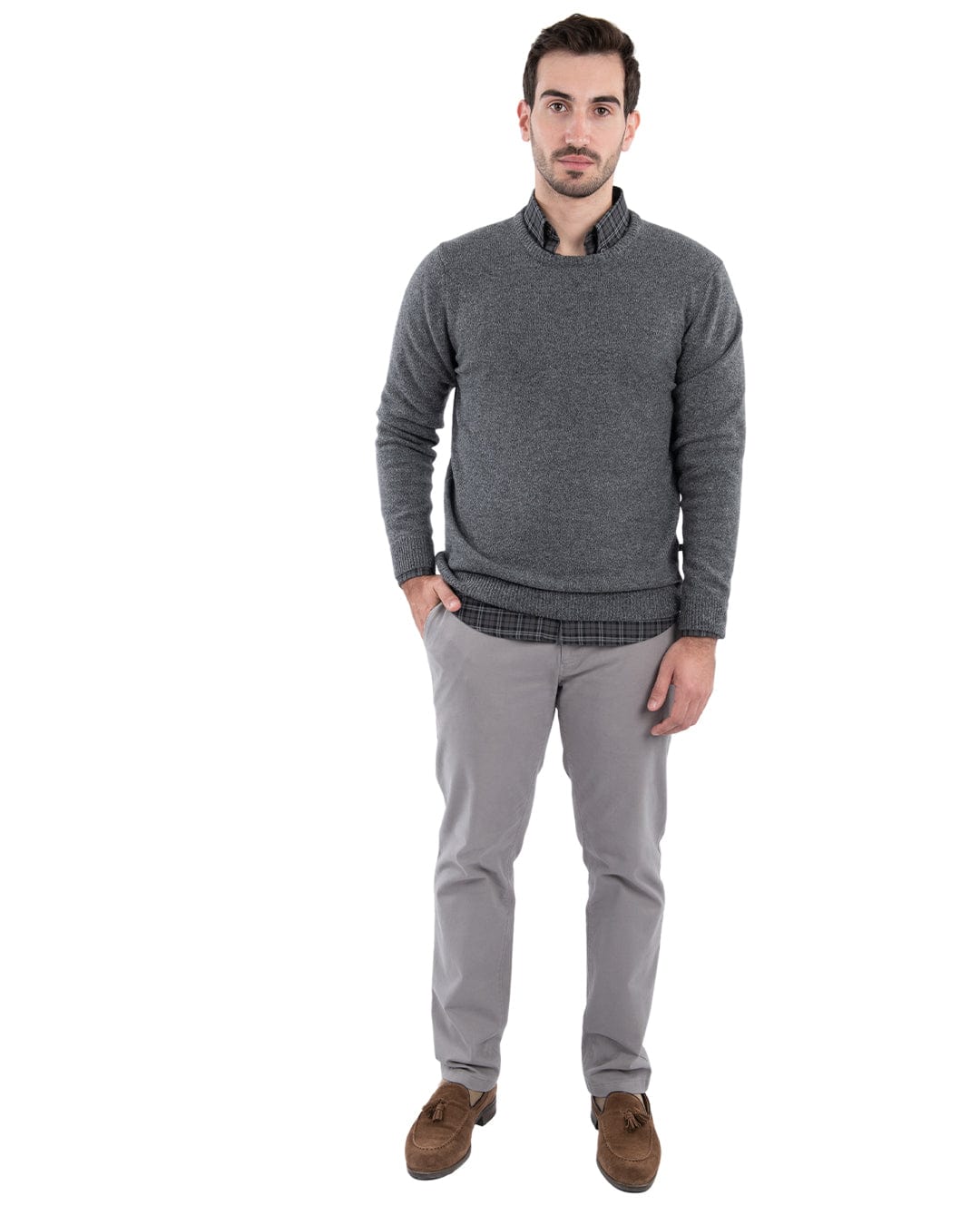 Gagliardi Jumpers Gagliardi Reclaimed Lambswool Grey Crew Neck Jumper