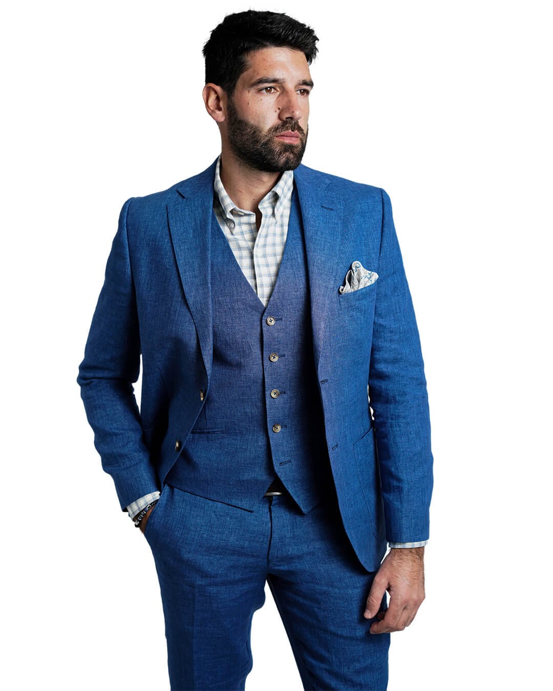 Gagliardi M&M Jackets Gagliardi Blue Italian Delave Linen Jacket