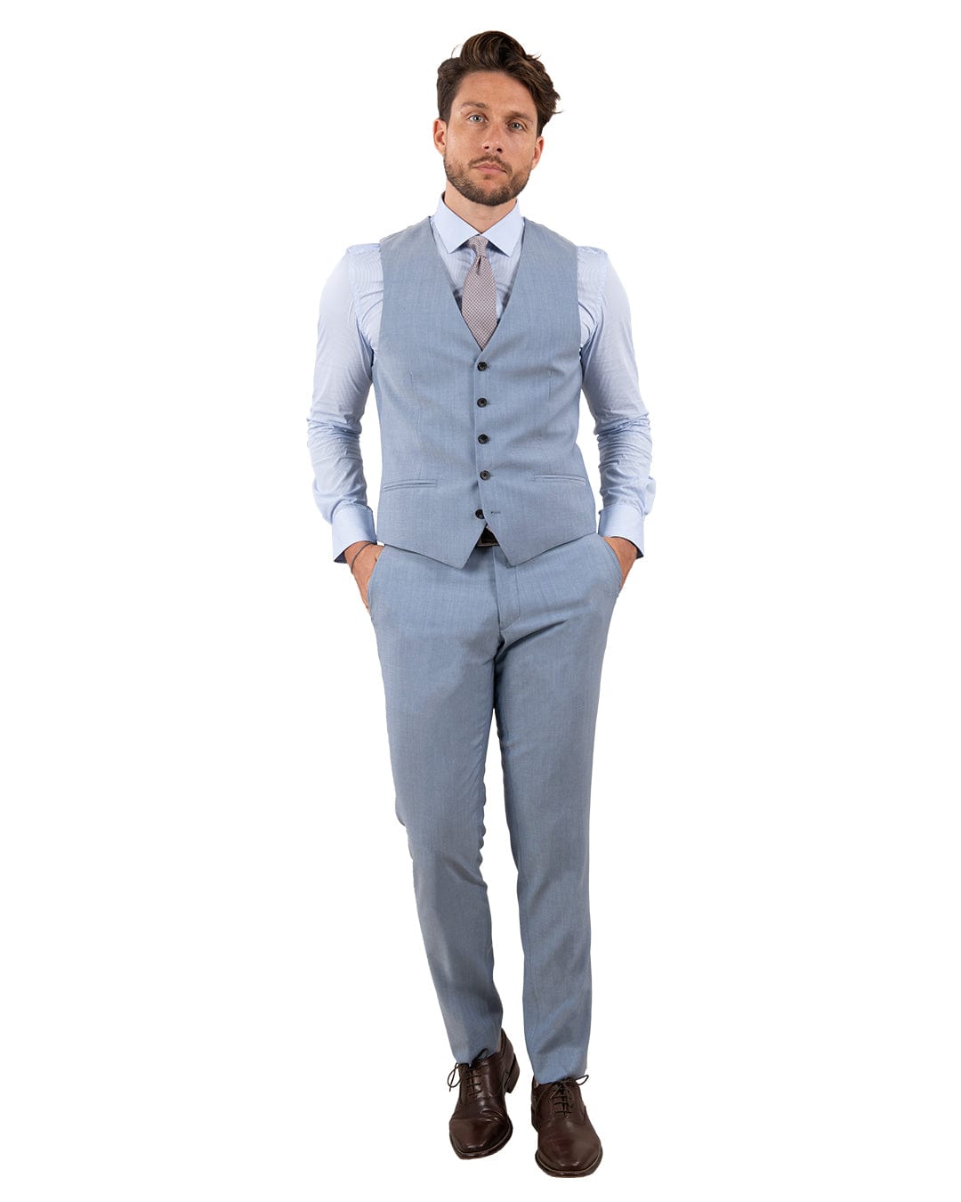 Gagliardi Reda Chambray Blue Suit Trousers