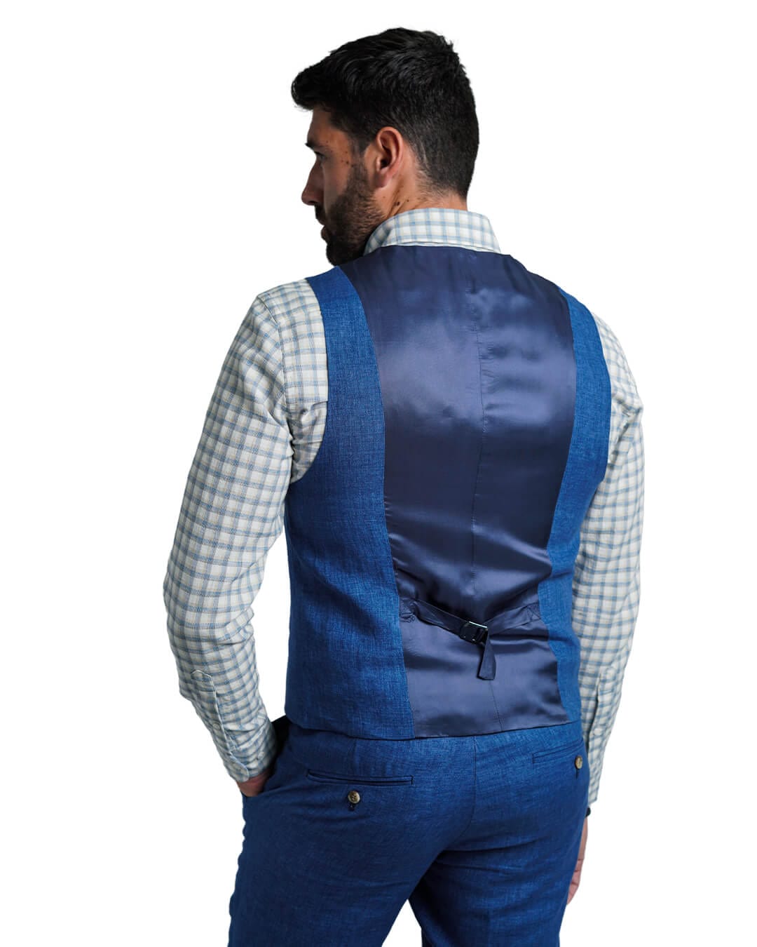 Gagliardi M&M Waistcoats Gagliardi Blue Italian Delave Linen Waistcoat