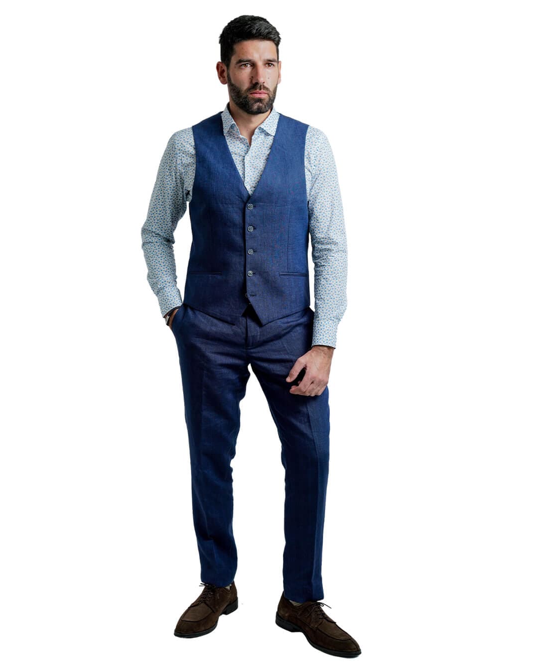 Gagliardi M&M Waistcoats Gagliardi Blue Linen Waistcoat