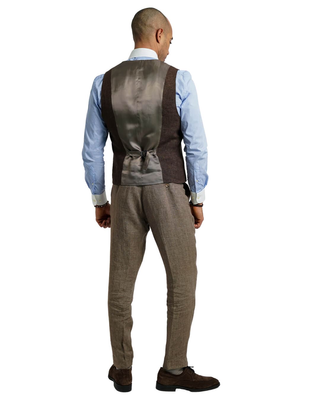 Gagliardi M&M Waistcoats Gagliardi Brown Italian Delave Linen Waistcoat