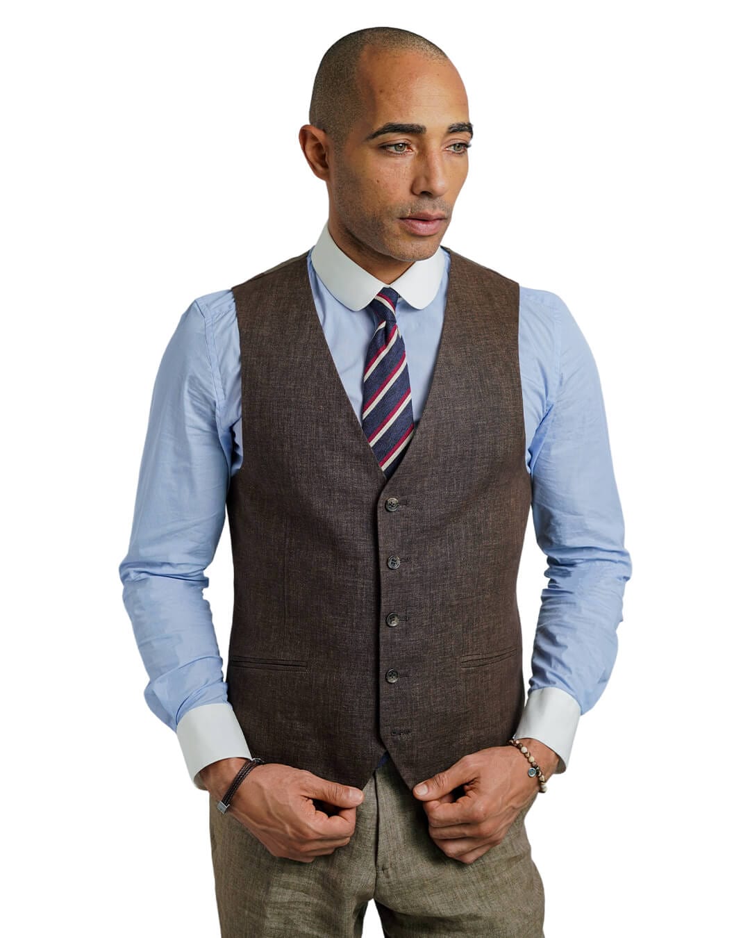 Brown Italian Delave Linen Waistcoat Gagliardi