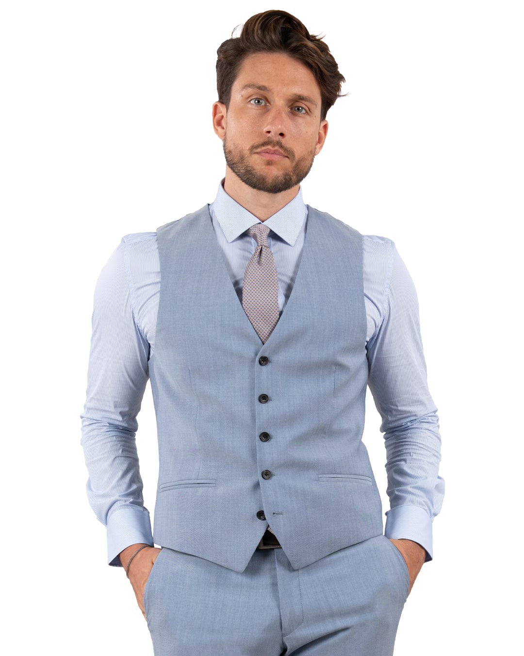 Gagliardi M&M Waistcoats Gagliardi Reda Chambray Blue Waiscoat