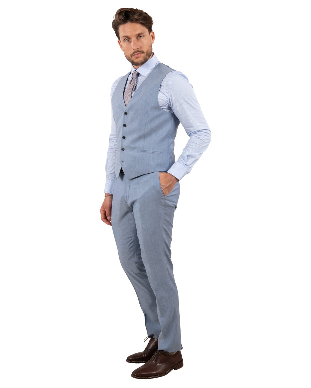 Gagliardi M&M Waistcoats Gagliardi Reda Chambray Blue Waiscoat