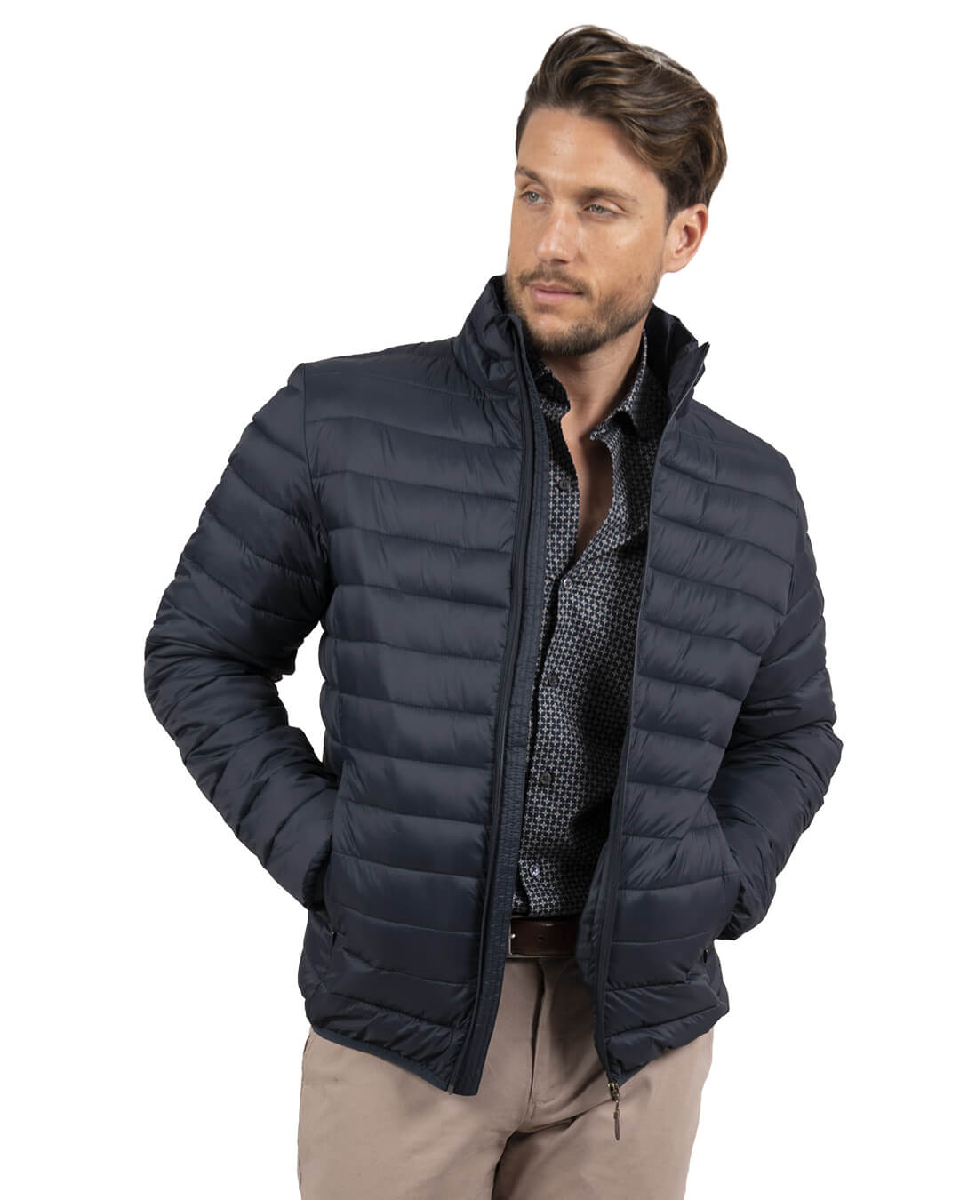 Gagliardi Outerwear Gagliardi Navy Funnel Neck Wadded Jacket