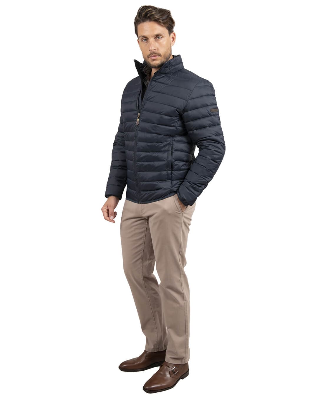 Gagliardi Outerwear Gagliardi Navy Funnel Neck Wadded Jacket