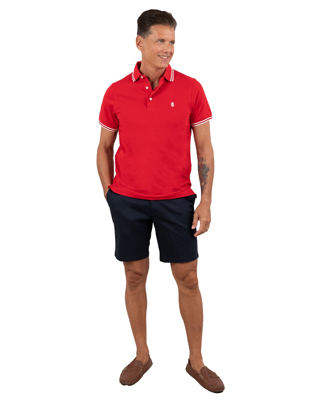 Gagliardi Polo Shirts Gagliardi Red Double Tipped Pique Polo Shirt