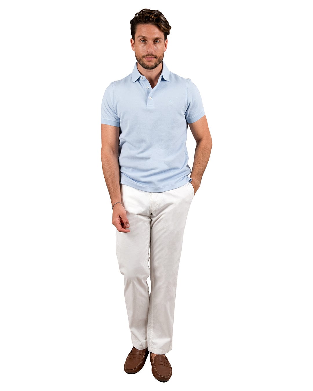 Gagliardi Poloshirts Gagliardi Light Blue Popcorn Textured Polo Shirt