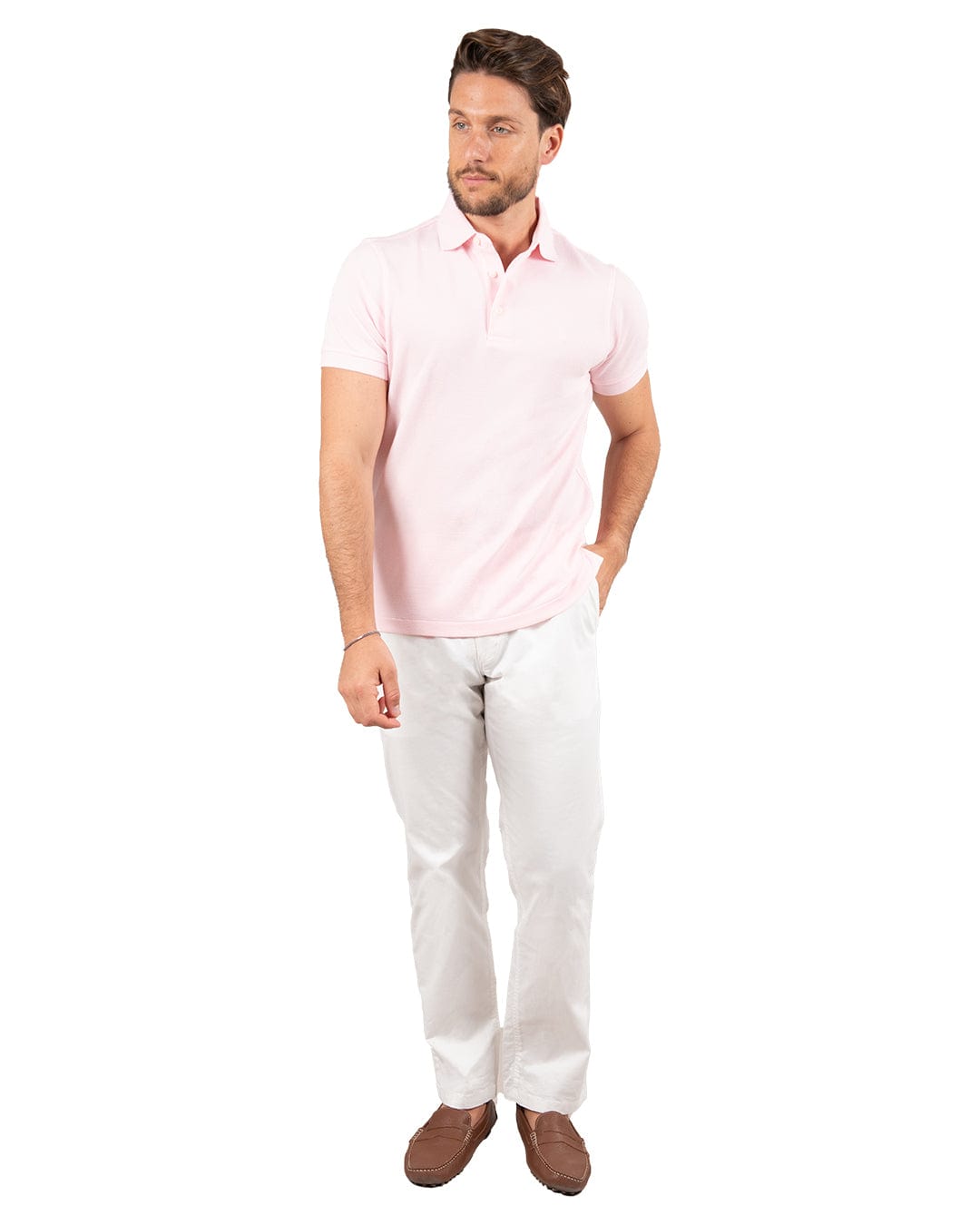Gagliardi Poloshirts Gagliardi Pink Popcorn Textured Polo Shirt