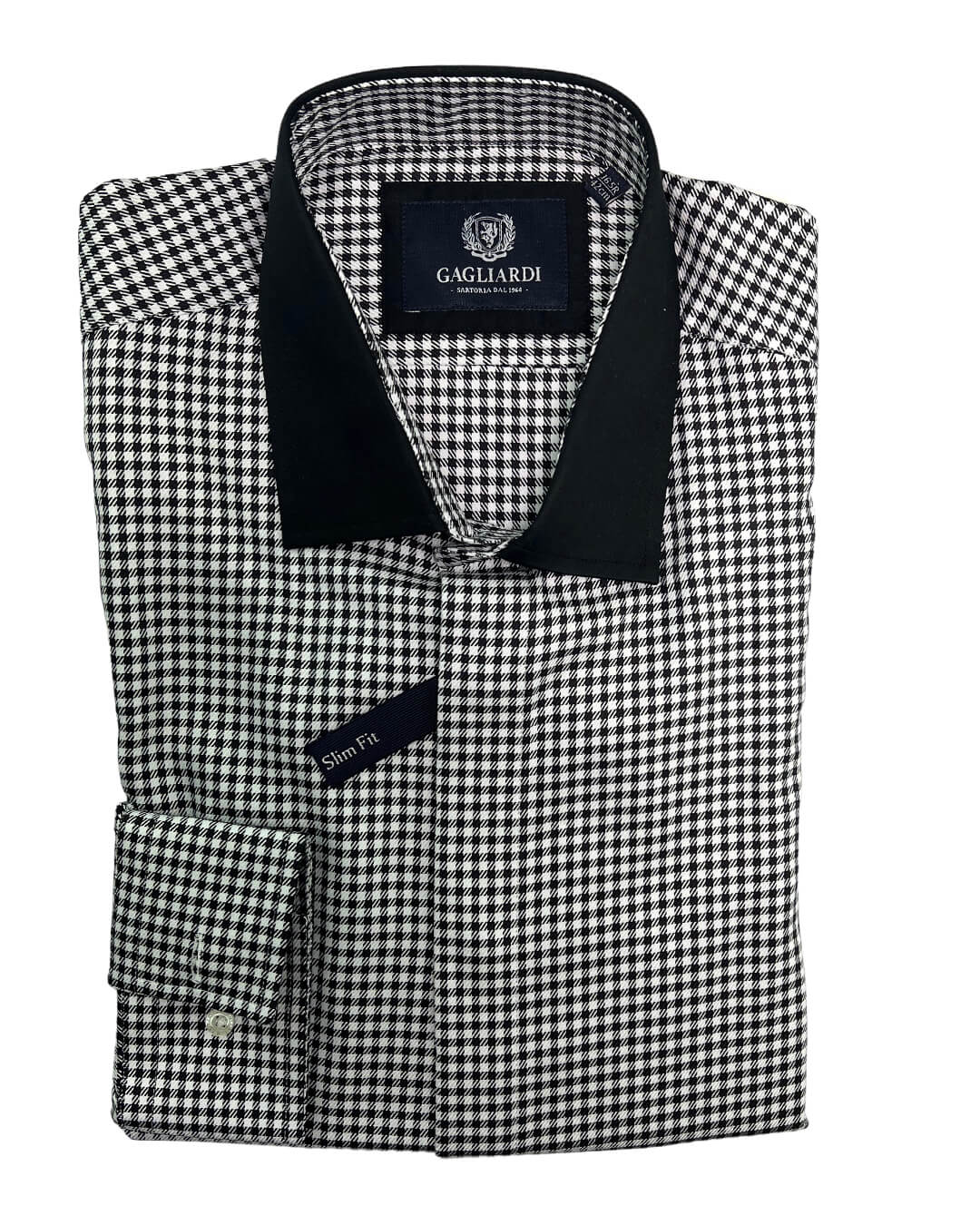 Gagliardi Shirts Gagliardi Black & White Oversized Gingham Classic Collar Shirt