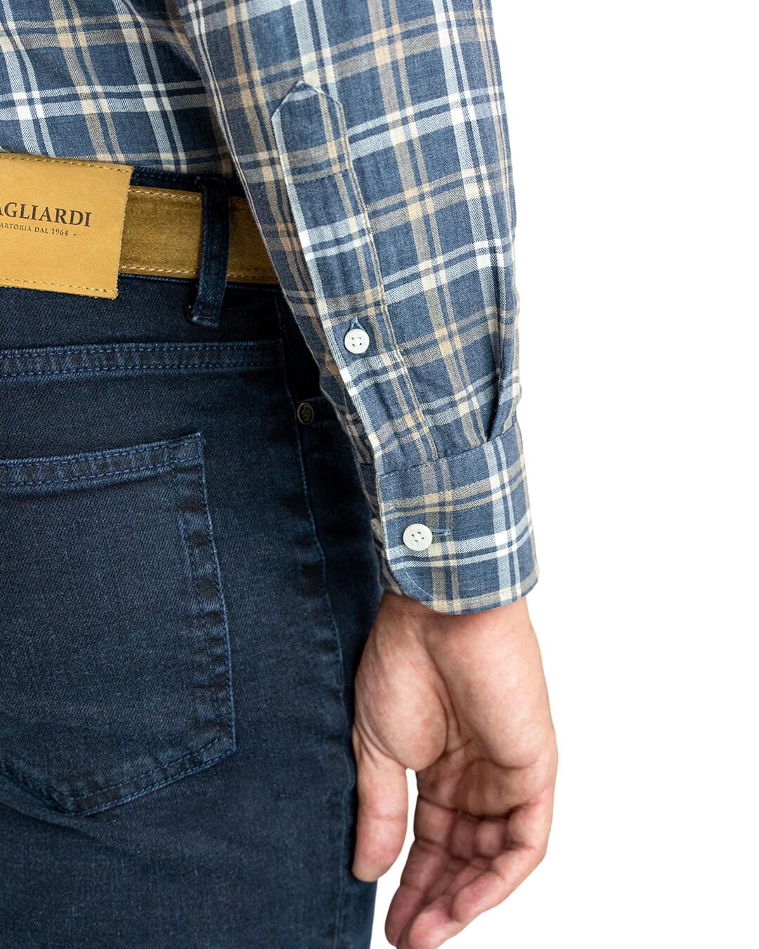 Gagliardi Shirts Gagliardi Blue Cotton Flannel Plaid Button Down Shirt