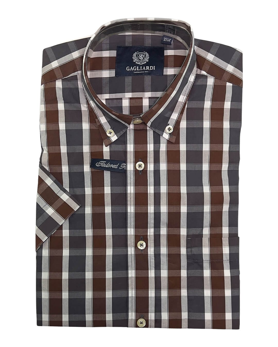 Gagliardi Shirts Gagliardi Brown & Anthracite Weekend Check Shirt