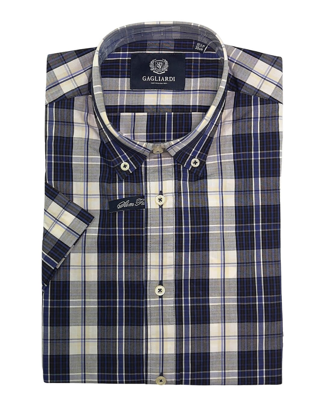 Gagliardi Shirts Gagliardi Brown & Royal & Beige Weekend Check Shirt