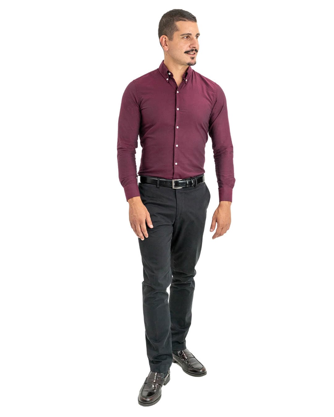 Gagliardi Shirts Gagliardi Burgundy Cotton Oxford Button Down Shirt