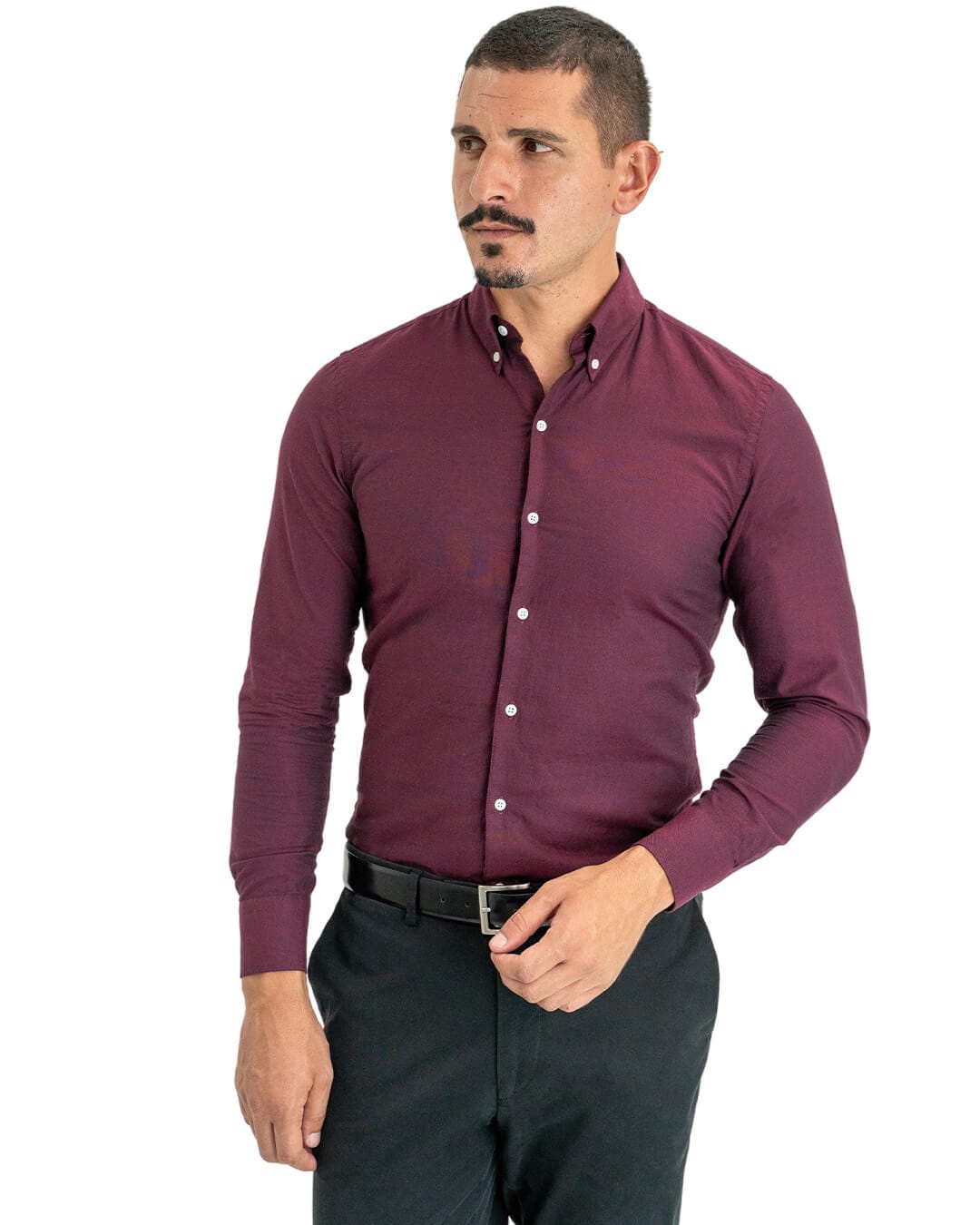 Gagliardi Shirts Gagliardi Burgundy Cotton Oxford Button Down Shirt