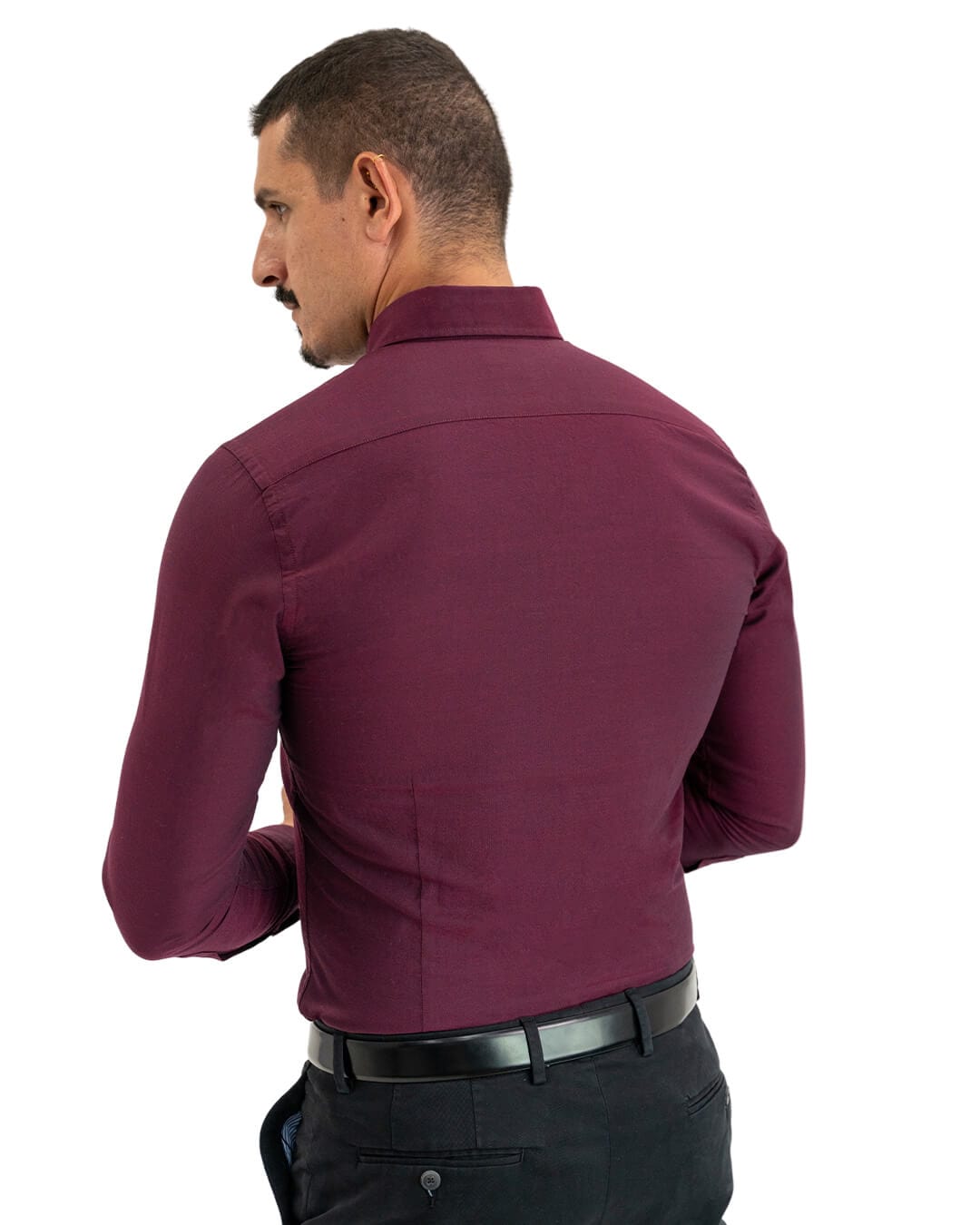 Gagliardi Shirts Gagliardi Burgundy Cotton Oxford Button Down Shirt