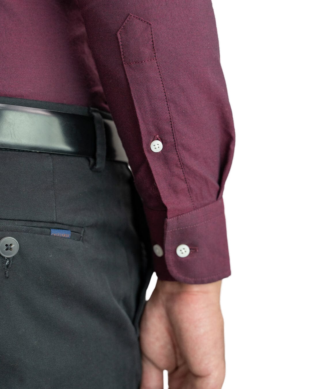 Gagliardi Shirts Gagliardi Burgundy Cotton Oxford Button Down Shirt