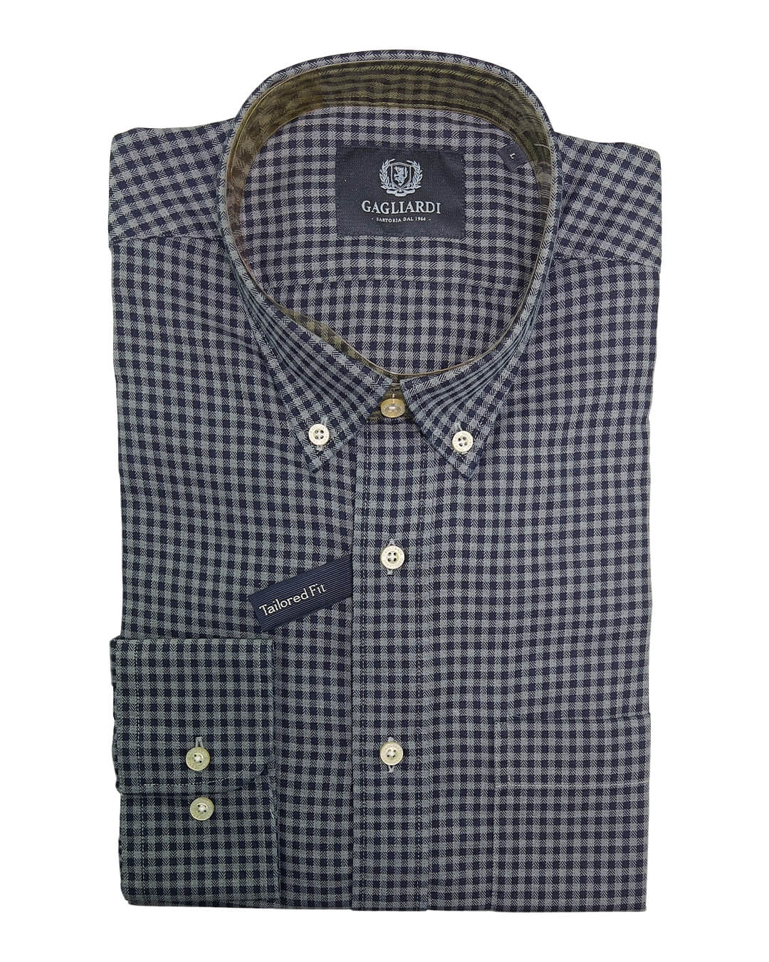 Gagliardi Shirts Gagliardi Gingham Check Navy & Grey Shirt