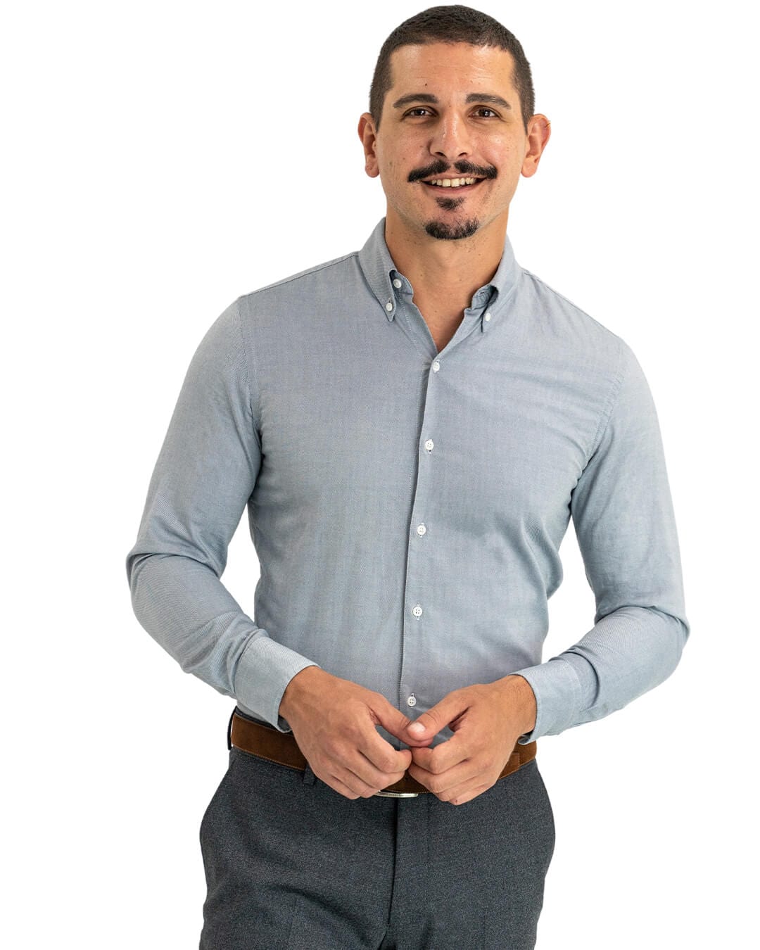 Gagliardi Shirts Gagliardi Grey Cotton Oxford Button Down Shirt