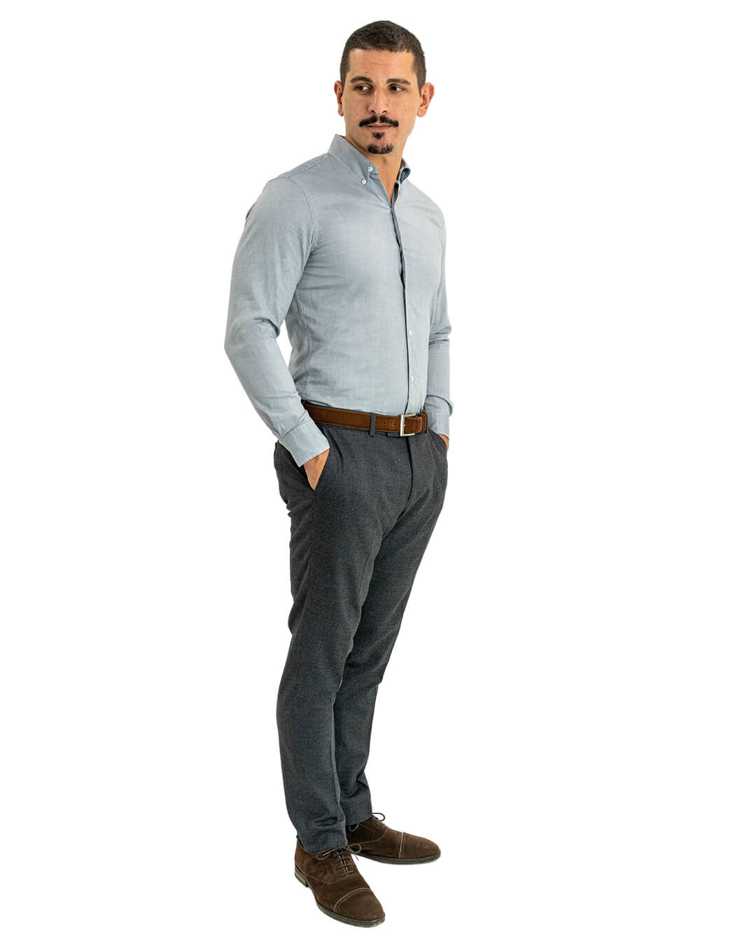 Gagliardi Shirts Gagliardi Grey Cotton Oxford Button Down Shirt