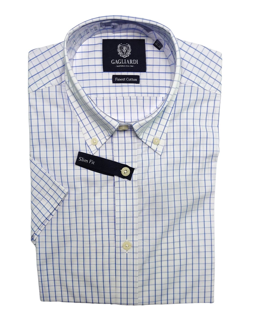 Gagliardi Shirts Gagliardi Mid Blue Windowpane Check Shirt