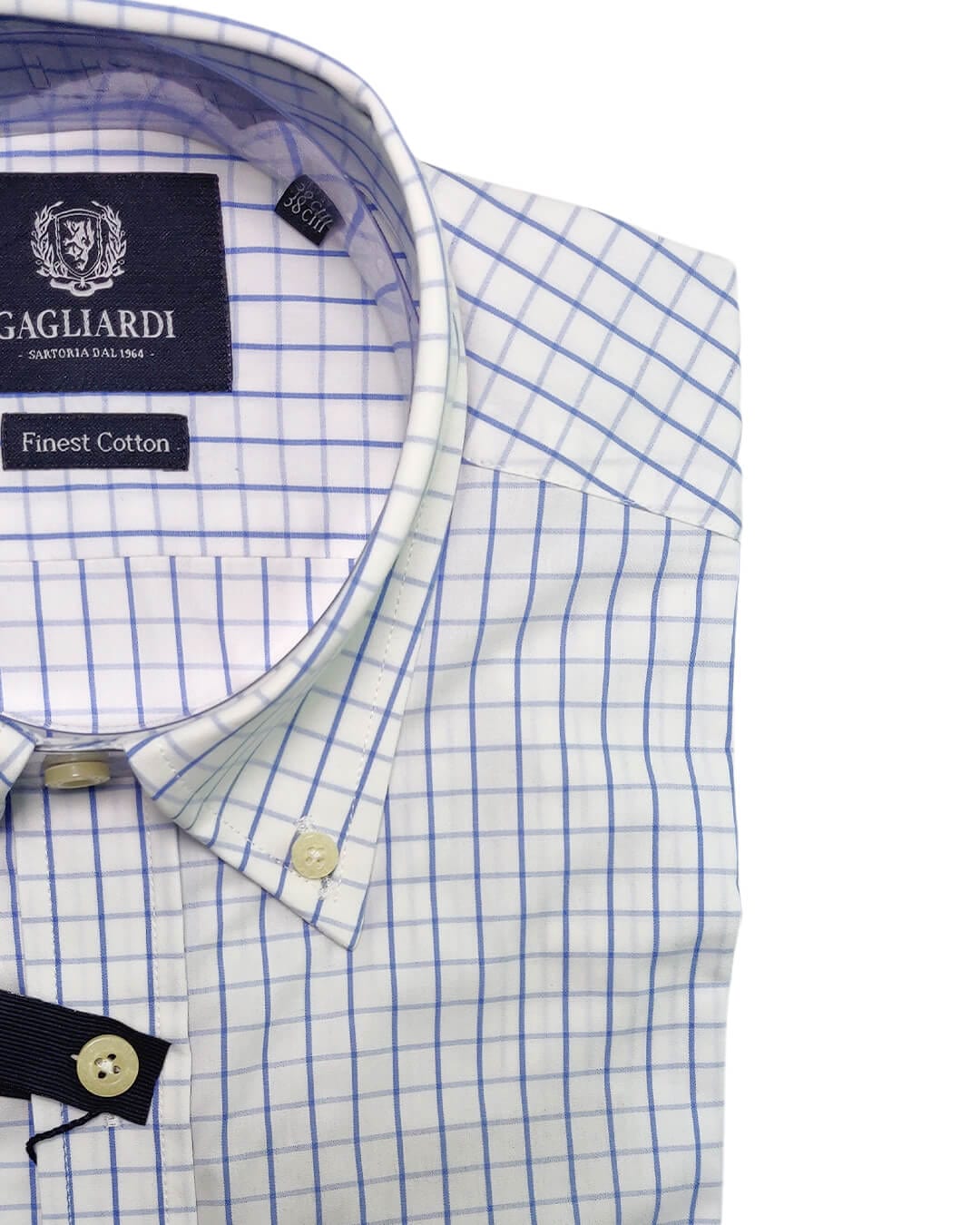 Gagliardi Shirts Gagliardi Mid Blue Windowpane Check Shirt