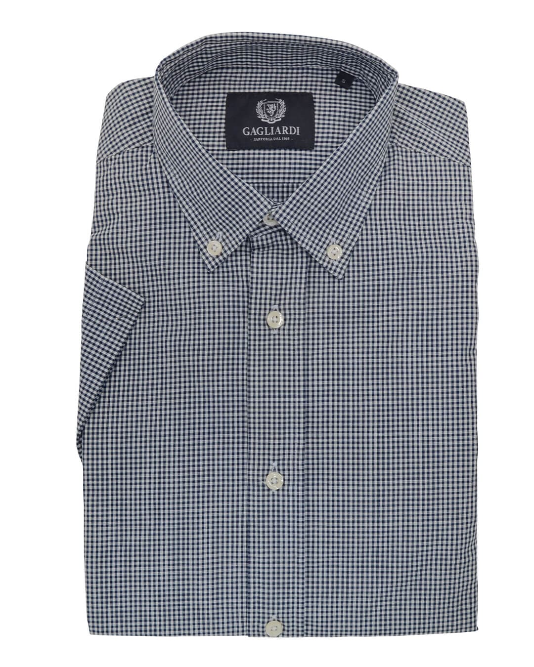 Gagliardi Shirts Gagliardi Navy Blue Gingham Shirt