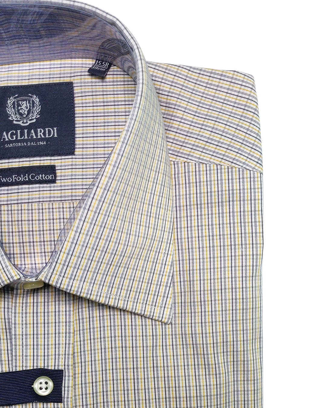 Gagliardi Shirts Gagliardi Navy & Yellow Micro Overcheck Shirt