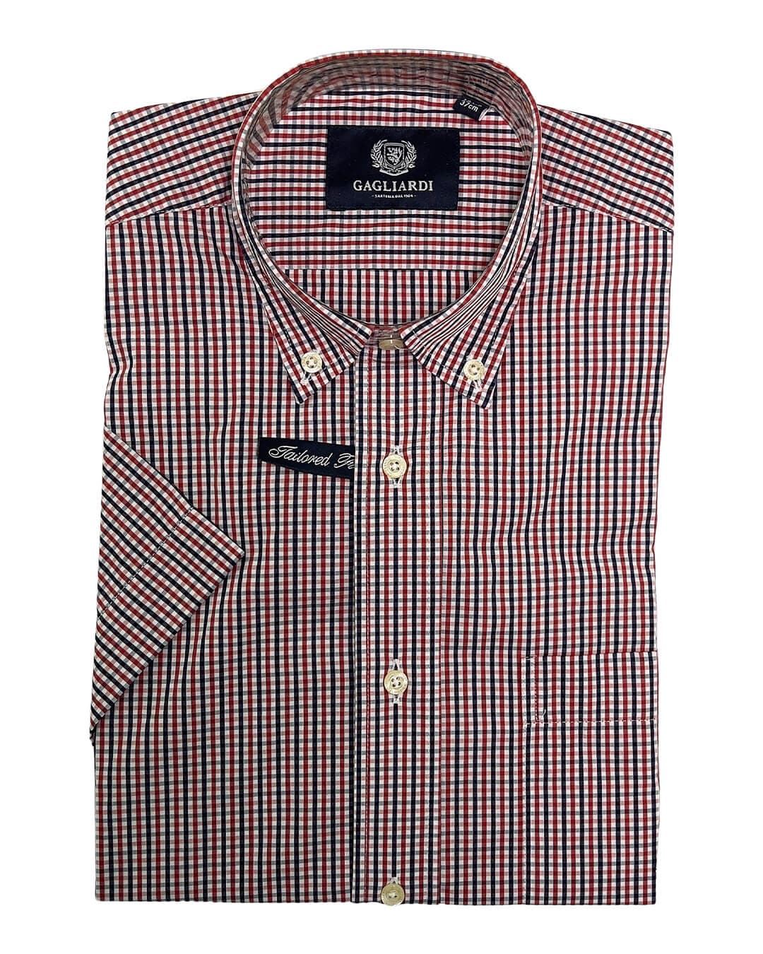 Gagliardi Shirts Gagliardi Red & Navy & White Weekend Check Shirt