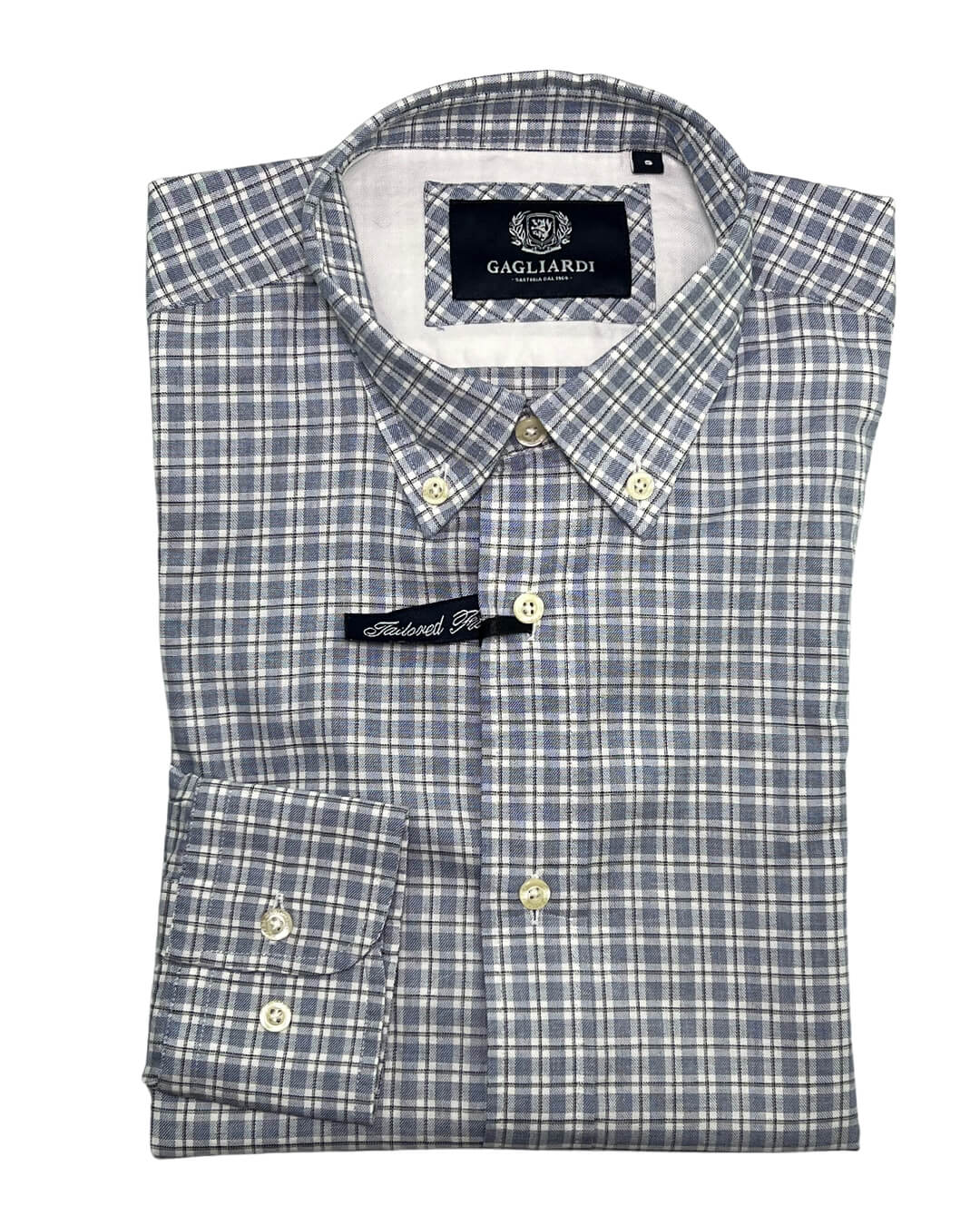 Gagliardi Shirts Gagliardi Sky Navy White Check Shirt