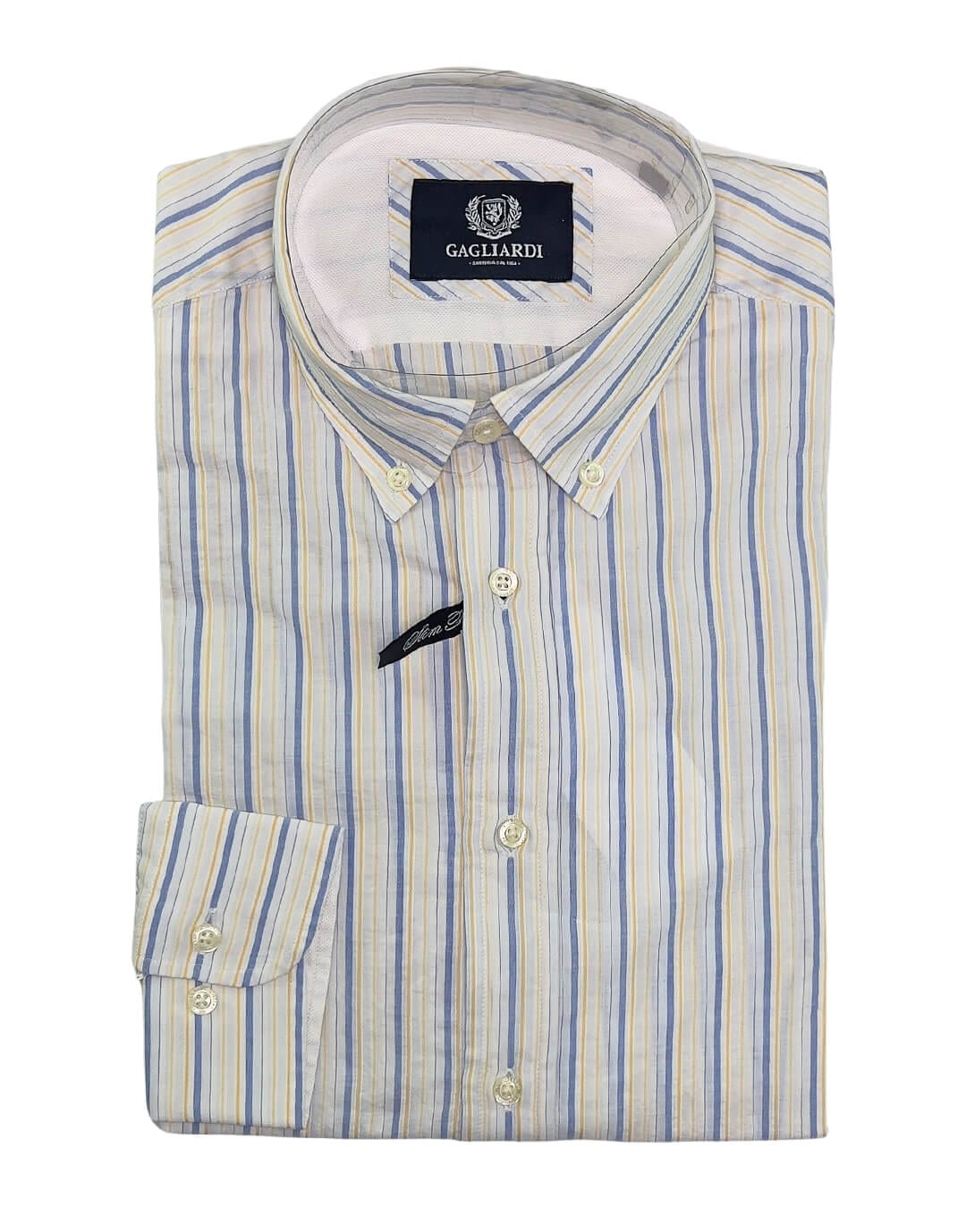 Gagliardi Shirts Gagliardi Sky White Royal & Yellow Stripes Shirt