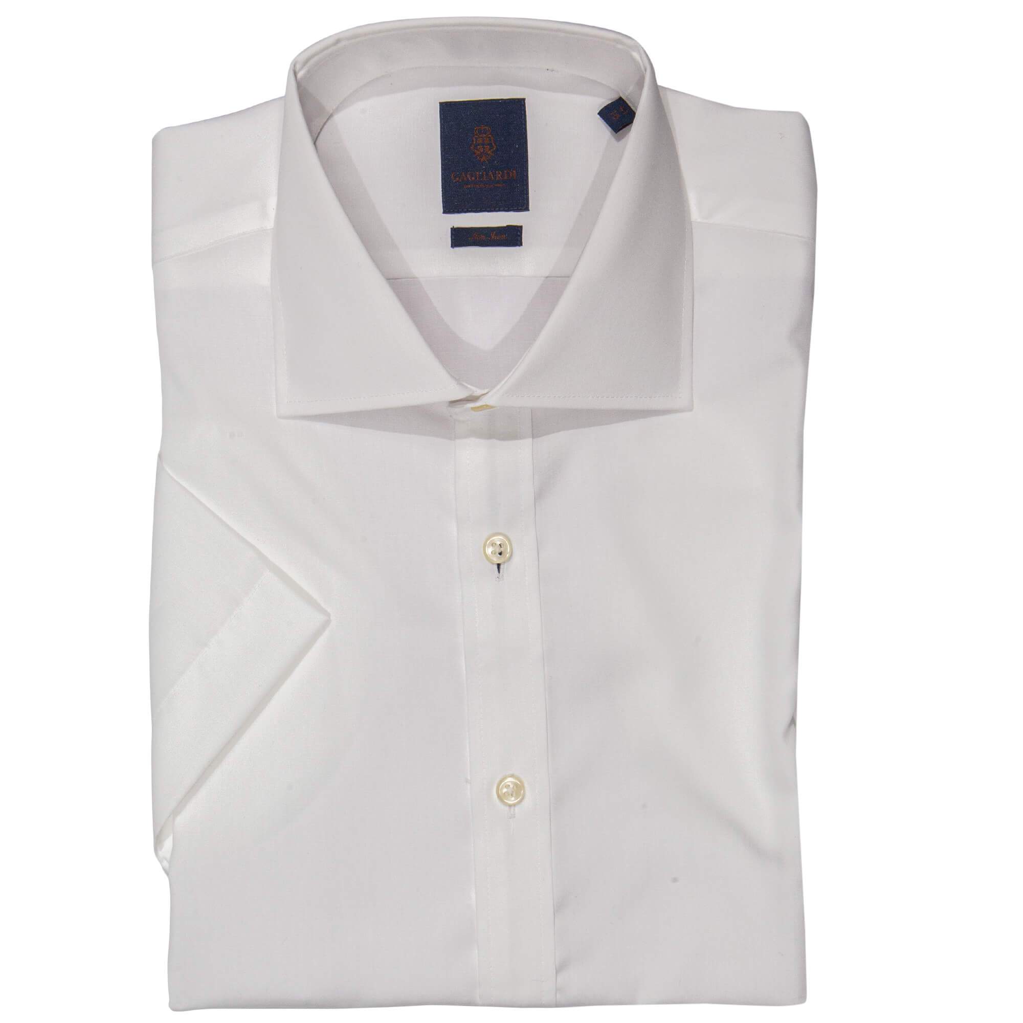 Tailored Fit White Poplin Non-iron Short Sleeve Shirt