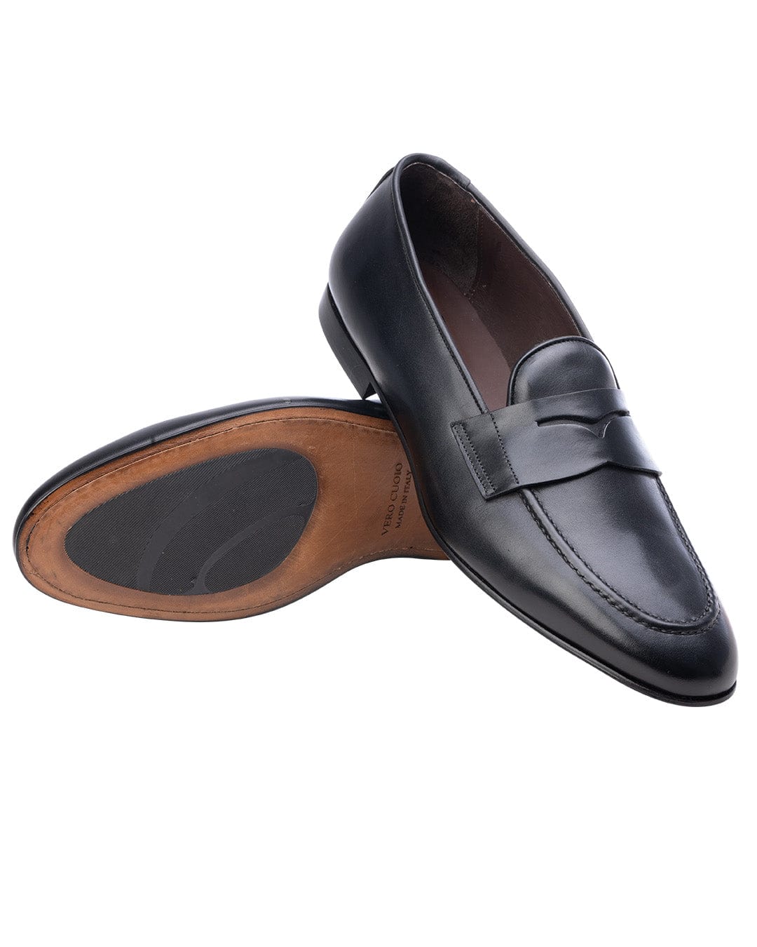 Gagliardi Shoes Gagliardi Black Made in Italy Penny Loafers