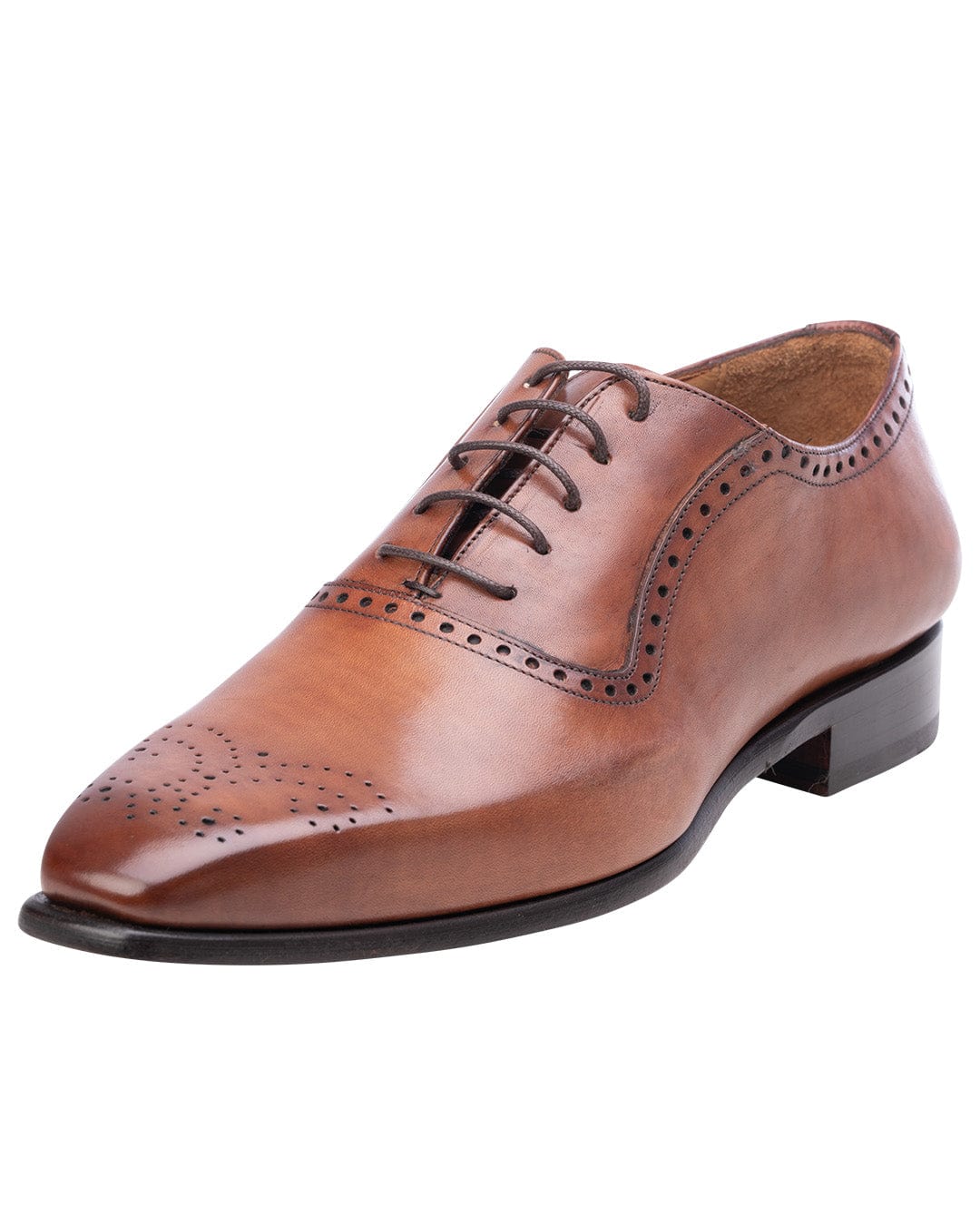 Gagliardi Shoes Gagliardi Tan Made in Italy Brogued Oxford Shoes