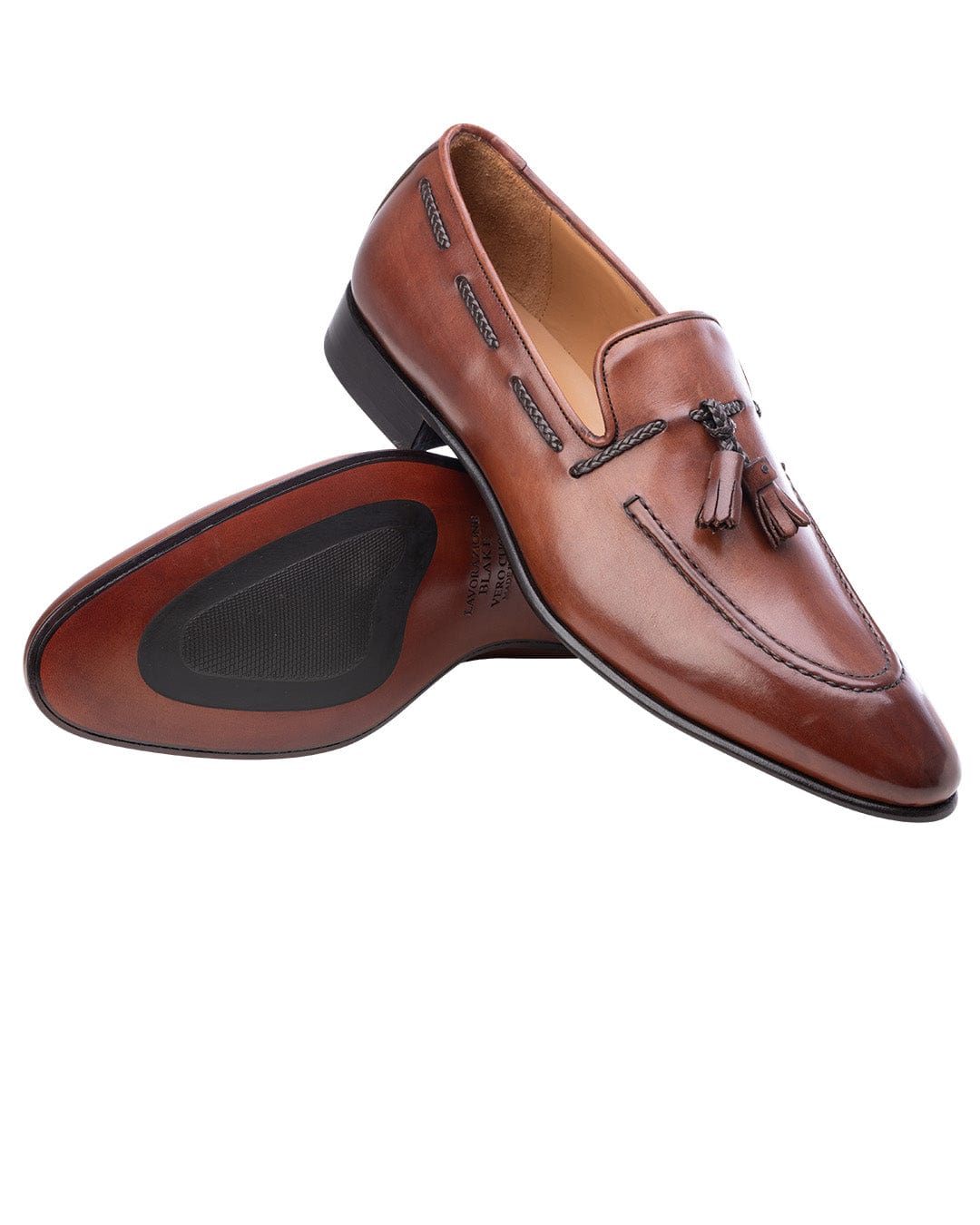 Gagliardi Shoes Gagliardi Tan Made In Italy Tassle Loafers