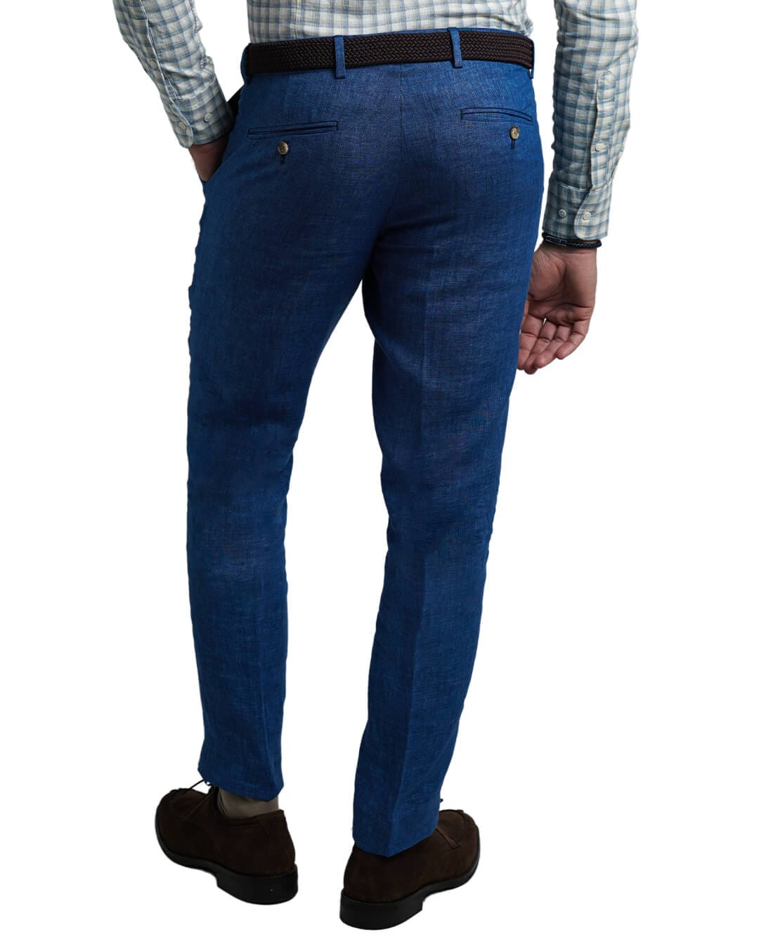 Gagliardi Trousers Gagliardi Blue Italian Delave Linen Trousers