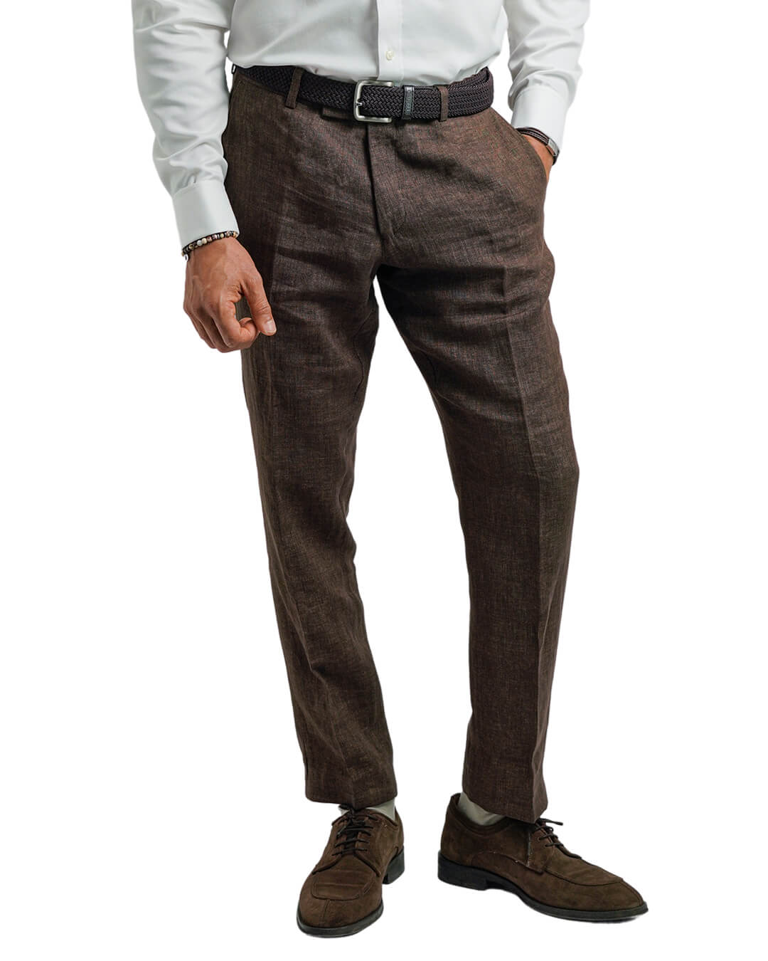 Gagliardi Trousers Gagliardi Brown Italian Delave Linen Trousers