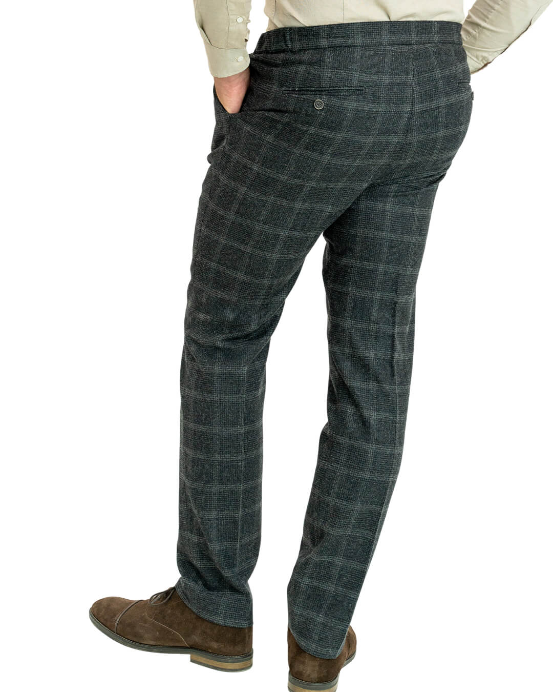 Gagliardi Trousers Gagliardi Charcoal Italian Flannel Check Drawstring Trousers